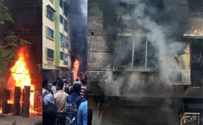 कोलकाता के चिनार पार्क स्थित आवासन में लगी आग