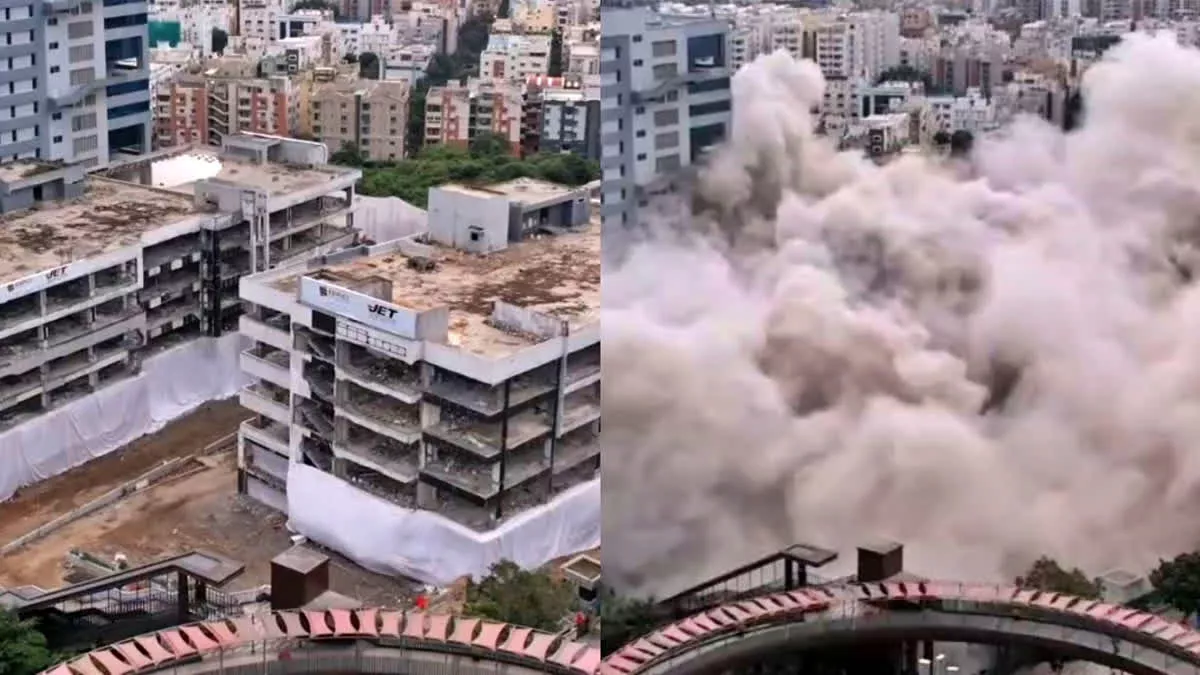 WATCH: Hyderabad IT Park shakes as two multi-storied buildings crumble in controlled demolition