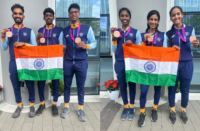 एशियन खेल : भारतीय महिला और पुरुष टीम ने 3000 मीटर स्पीड स्केटिंग रिले रेस में जीता कांस्य