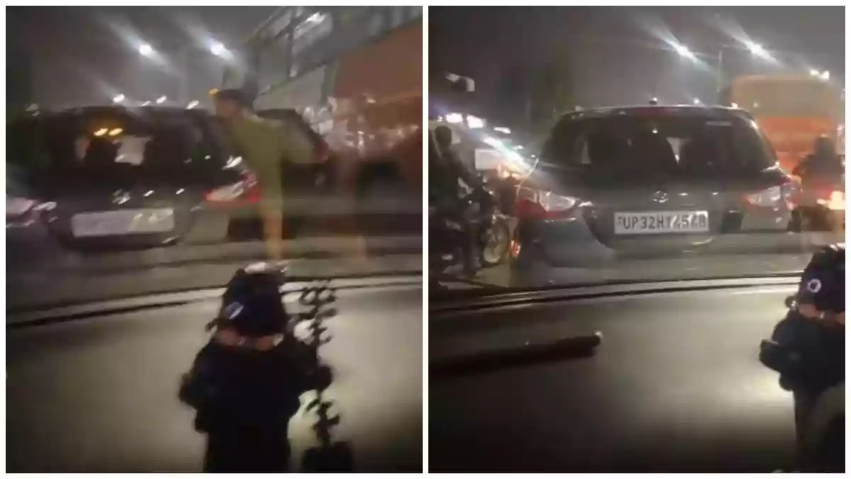 Viral video shows man assaulting woman in Lucknow parked car with 'police' sticker