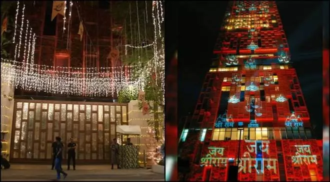 Mukesh Ambani's 'Antilia' illuminated with 'Jai Shri Ram' for Ayodhya temple consecration