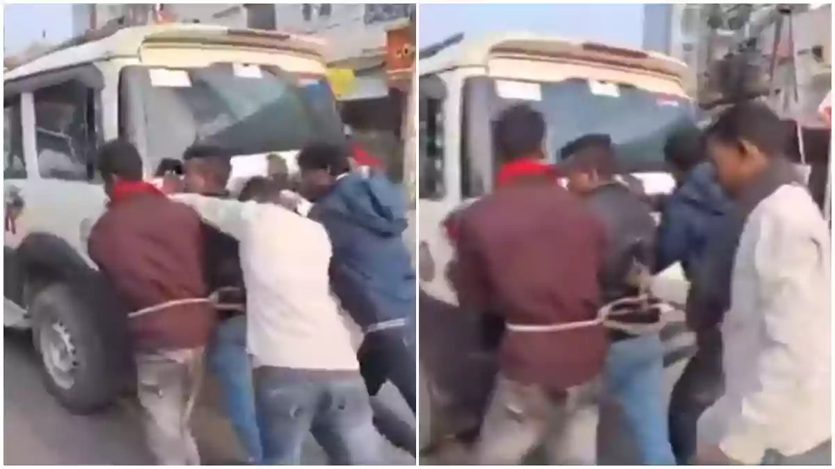 Police SUV runs out of fuel in Bhagalpur, accused made to push| Watch Video 