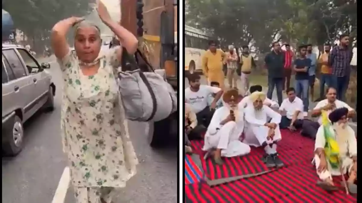Elderly lady criticizes farmers for road blockages in Punjab amid Delhi police travel advisory