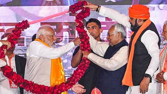 Nitish Kumar's 'Will Stay with You' promise at NDA rally draws chuckles from PM Modi