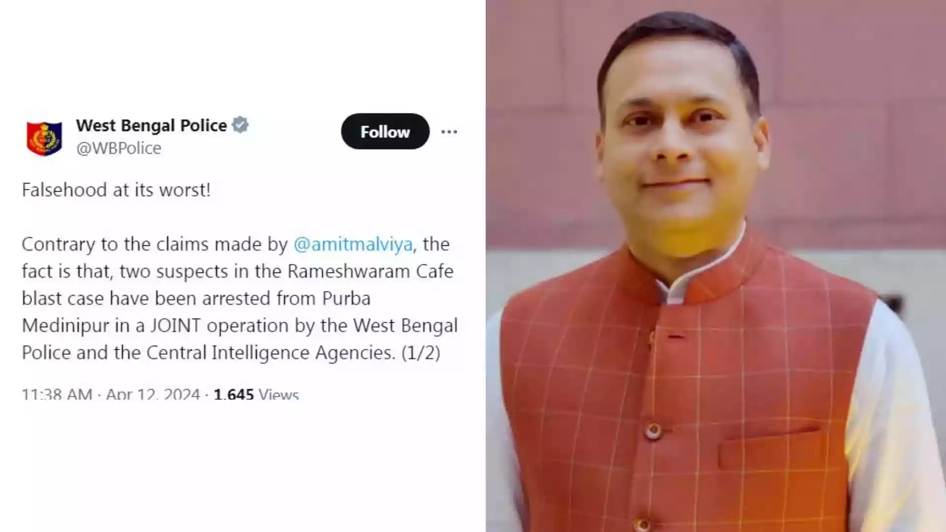'Falsehood at it's worst!:' WB Police reacts to BJP's 'Bengal heaven for terrors' remark