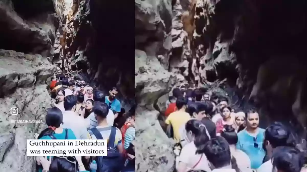 Viral video: Tourists overwhelm Dehradun's Gucchupani cave