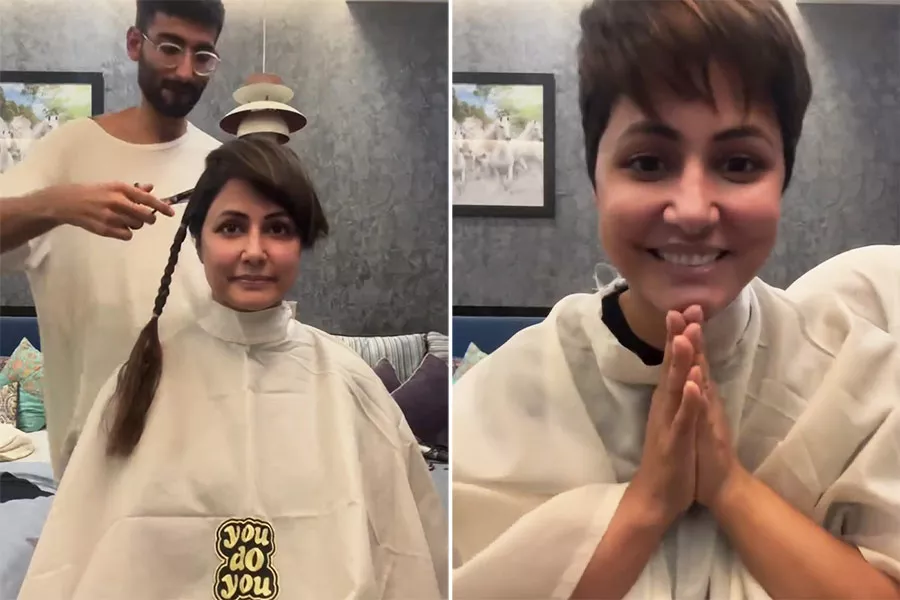 कैंसर से लड़ रहीं Hina Khan ने कटवाए बाल