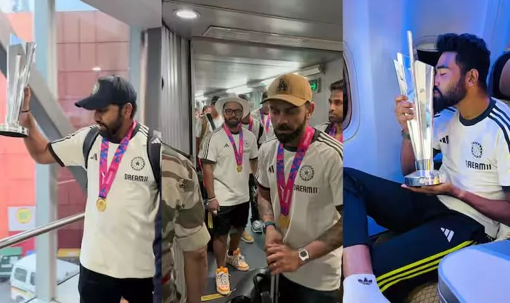 दिल्ली एयरपोर्ट से होटल तक टीम इंडिया का भव्य स्वागत