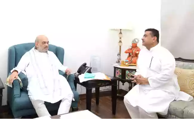 Suvendu Adhikari meets Amit Shah in Delhi amid violence reports in Bengal