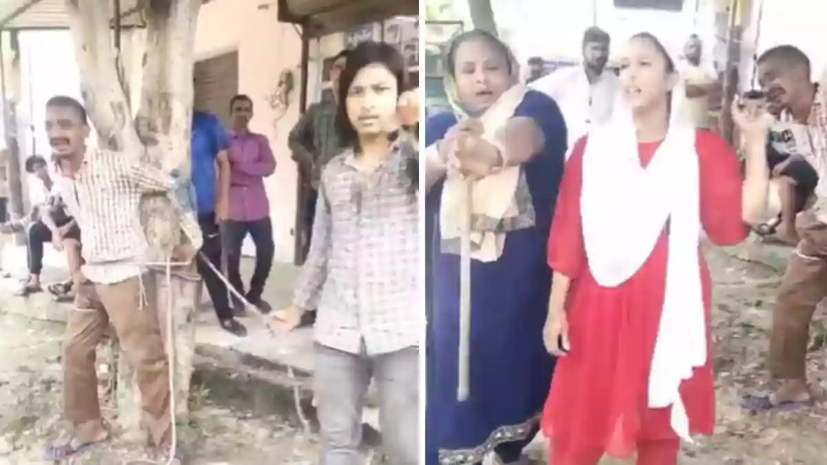 Drunk man tied to tree and beaten after attacking children in UP's Amroha