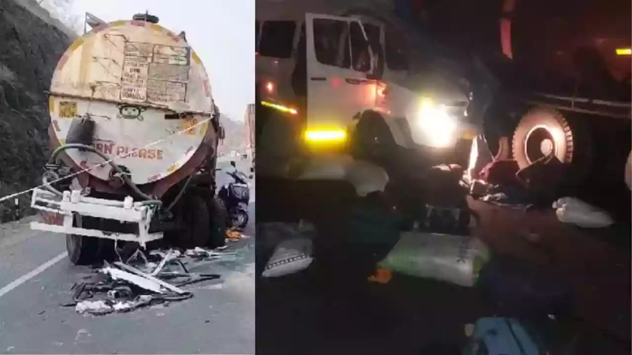 मप्र के महू में बाइक को टक्कर मारकर टैंकर से भिड़ी श्रद्धालुओं की ट्रैवलर, छह की मौत व 16 घायल