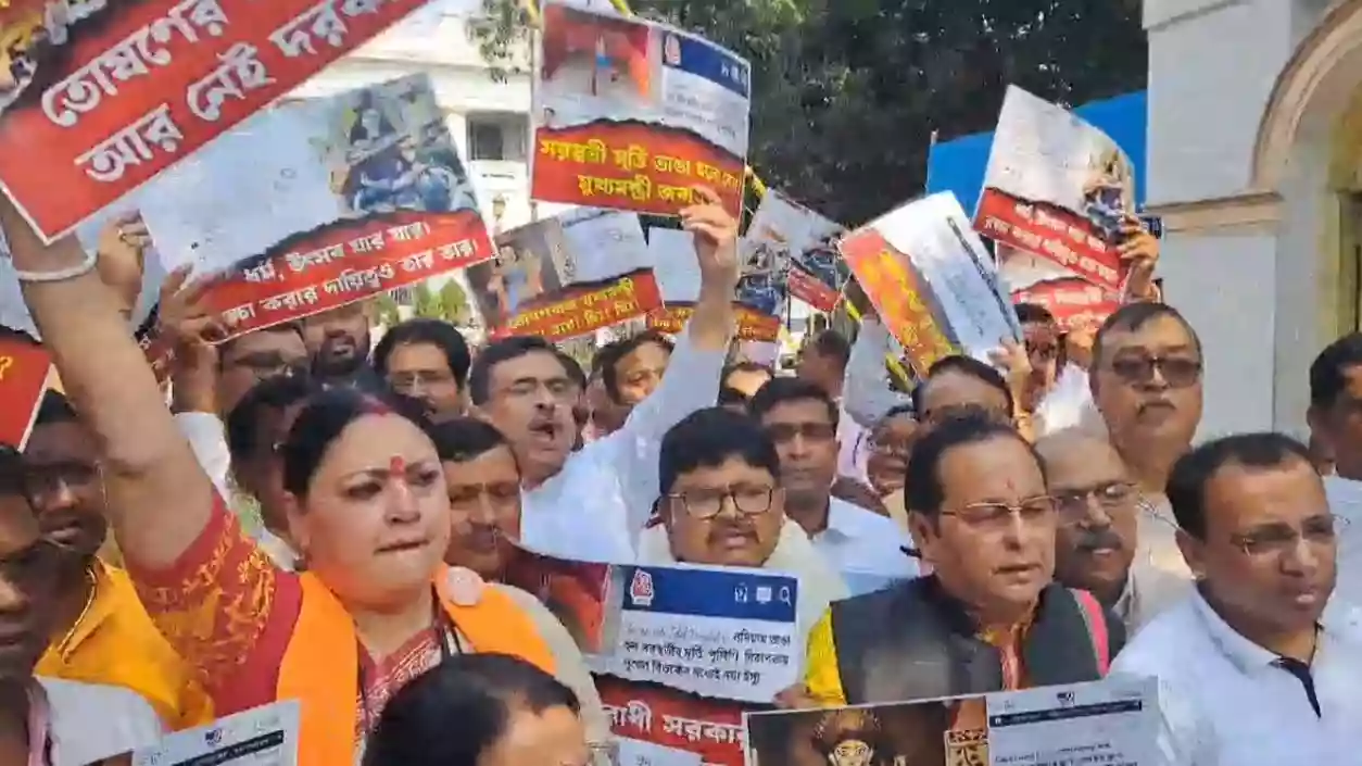BJP boycotts CM Mamata's speech, Suvendu Adhikari leads protest after suspension in Bengal Assembly