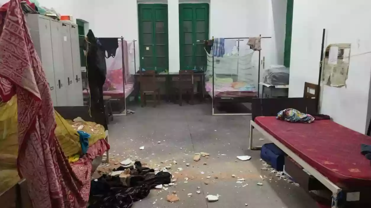 Hindu hostel room ceiling collapses; Students demand urgent action