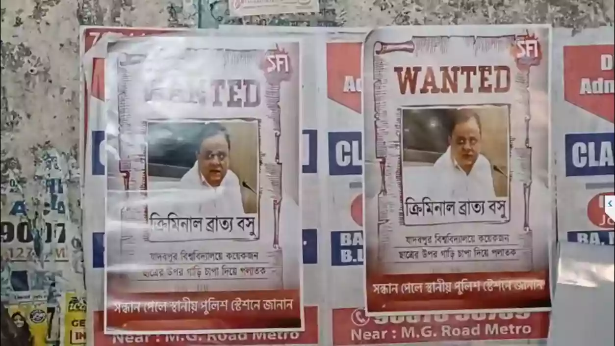 Posters label Education Minister Bratya Basu ‘Wanted criminal’ near his residence amid Jadavpur incident