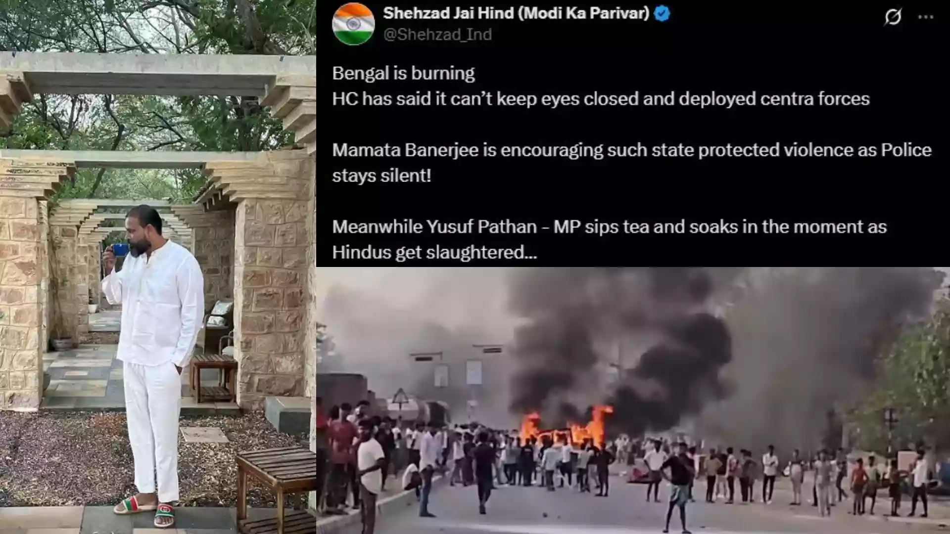BJP slams TMC MP Yusuf Pathan over 'good chai' post during Waqf violence
