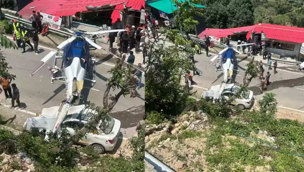 केदारनाथ जा रहे हेलिकॉप्टर की आपात लैंडिंग, सड़क पर उतरा और कार को पहुंचा नुकसान