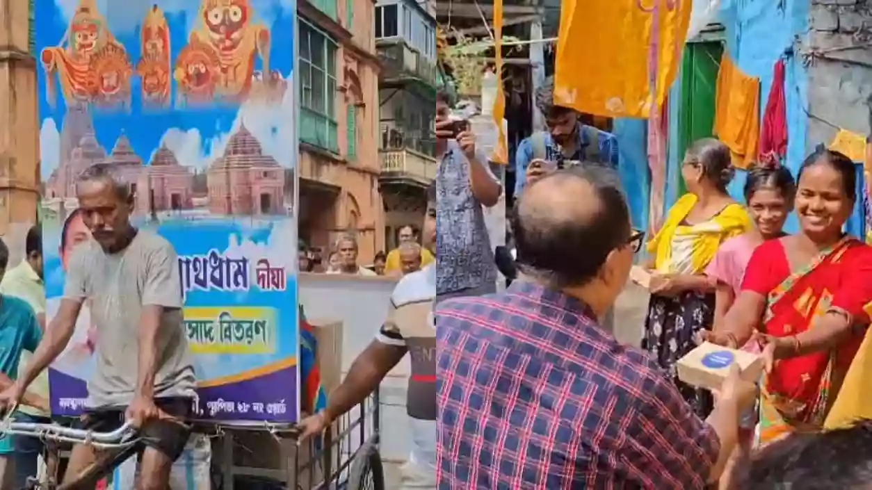 Kunal Ghosh distributes Jagannath prasad door-to-door in Kolkata with traditional dhol-kartal procession