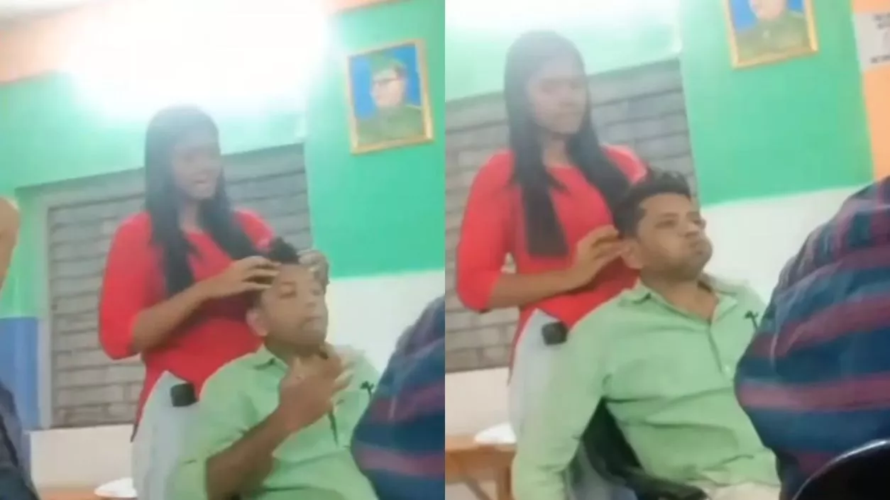 Viral video sparks outrage as TMC leader seen getting head massage from freshwoman at Sonarpur College
