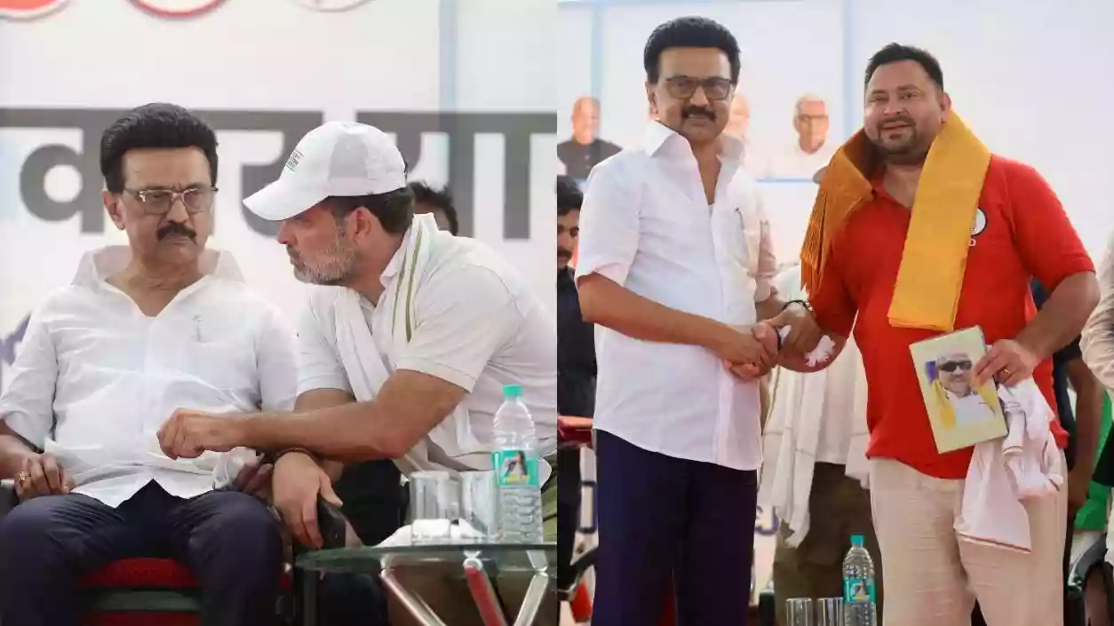 “Soil heavy with every stolen vote”: M K Stalin joins Rahul Gandhi, Tejashwi Yadav in Bihar Yatra