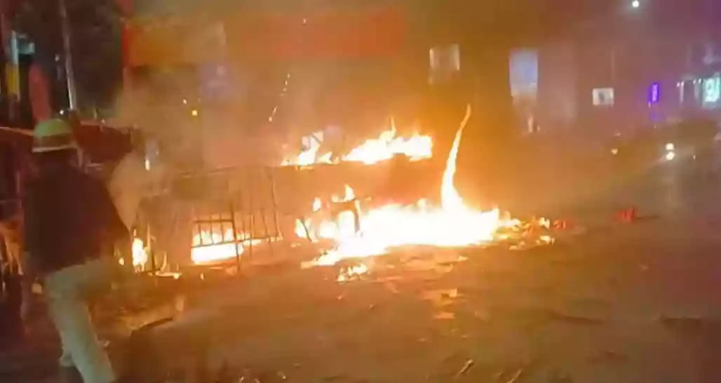 BJP stage set on fire, TMC office vandalized in Behala during Biplab Deb’s rally