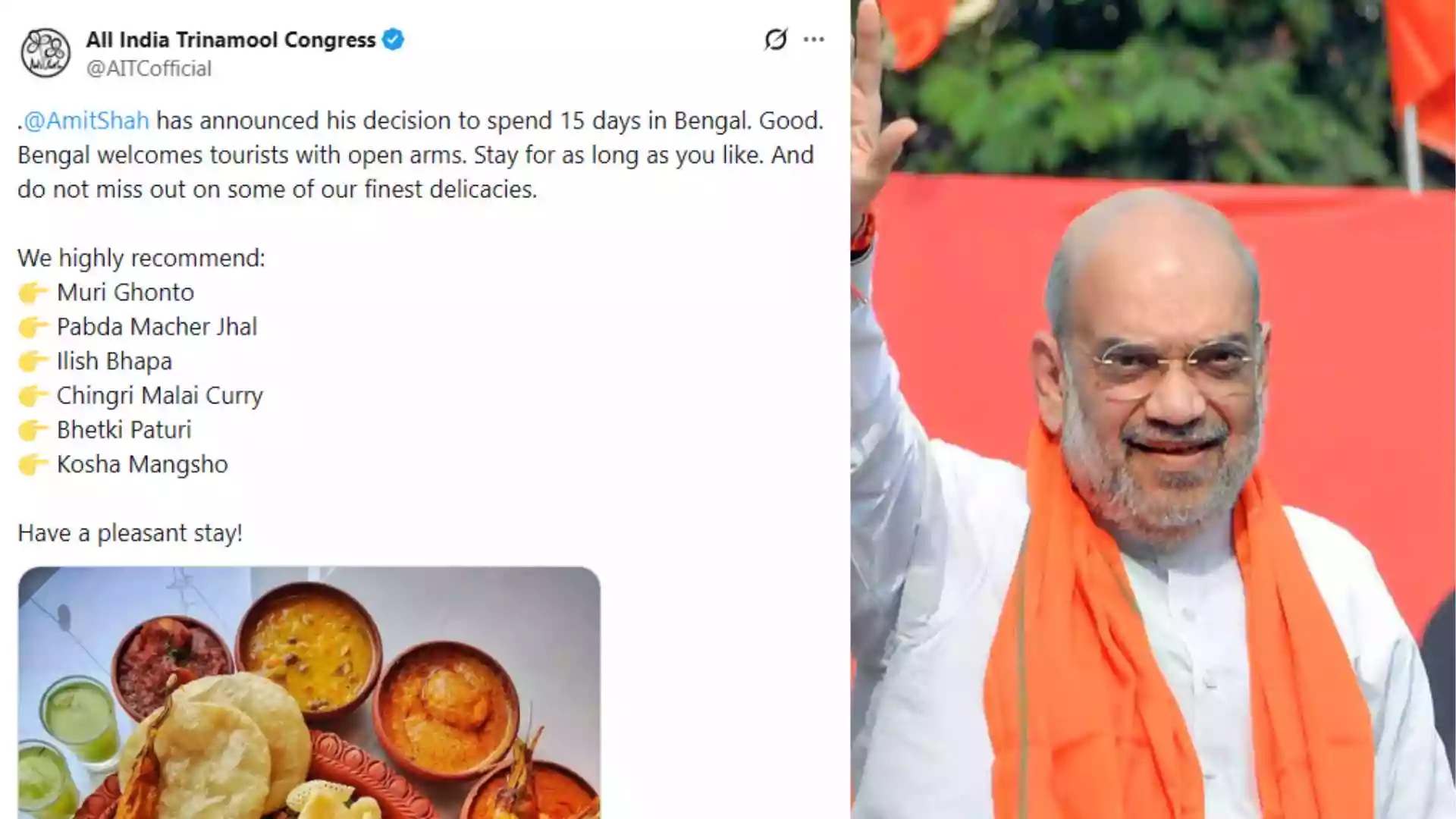 TMC recommends Muri Ghonto, Illish Bhapa, and more, welcomes 