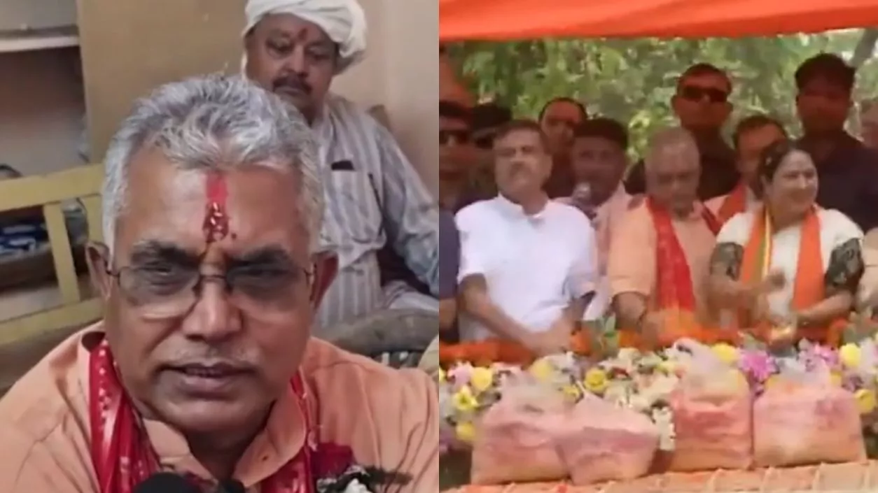 Dilip Ghosh holds massive roadshow with Rekha Gupta and Suvendu, files nomination for Kharagpur Sadar