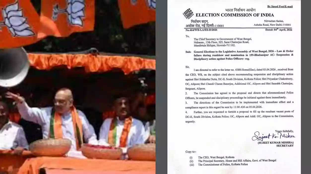EC orders suspension of 4 Kolkata Police officers over Suvendu Adhikari roadshow row