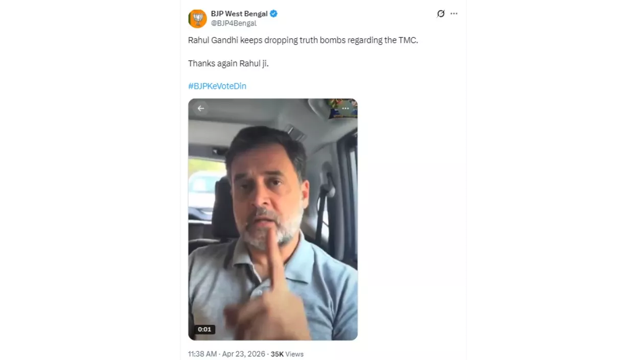 BJP shares Rahul Gandhi clip attacking Mamata government, says ‘thanks for truth bomb’