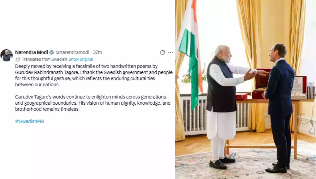 PM Modi receives copies of Tagore’s handwritten poems from Swedish PM; calls it symbol of strong cultural ties