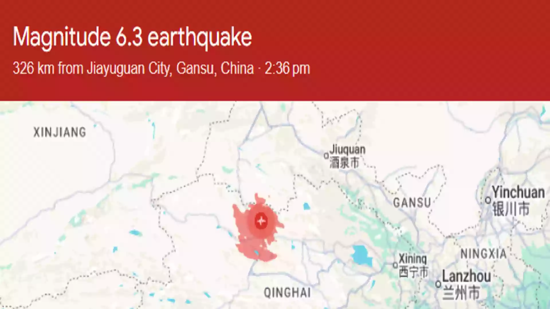 Earthquake of magnitude 6.3 on richter scale hits China