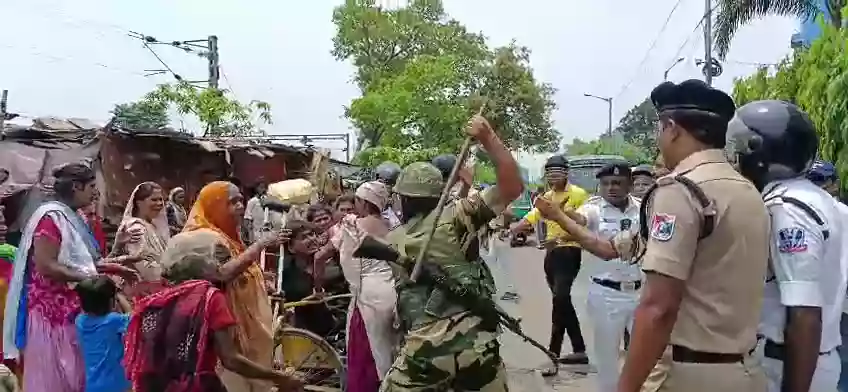 हावड़ा के टिकियापाड़ा में गरजा रेलवे का बुलडोजर