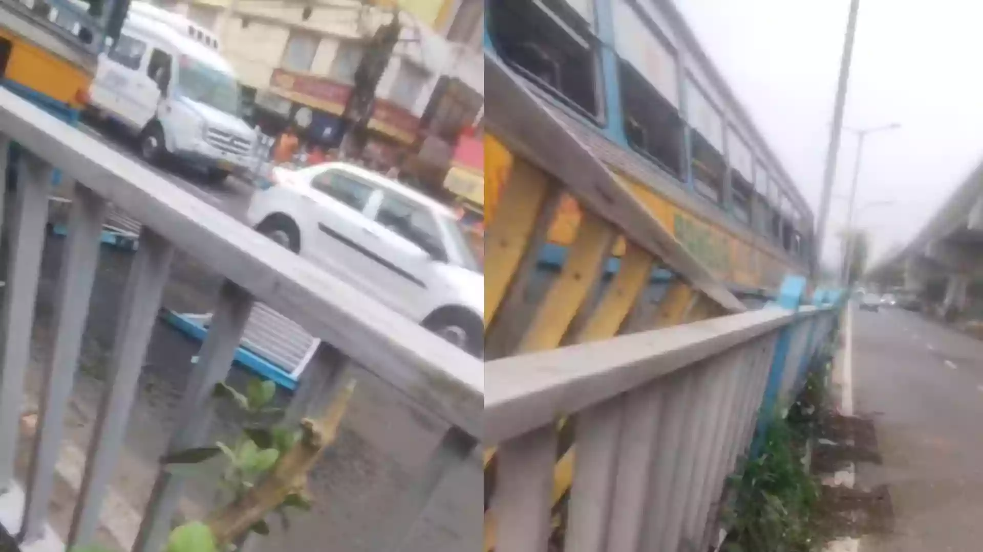 Passenger bus crashes into guardrail in New Town, several suffer minor injuries