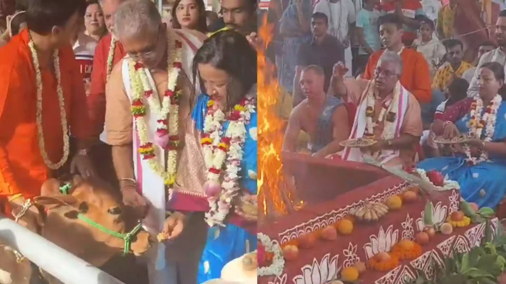 Dilip Ghosh performs aarti at Mayapur ISKCON for Rath Yatra