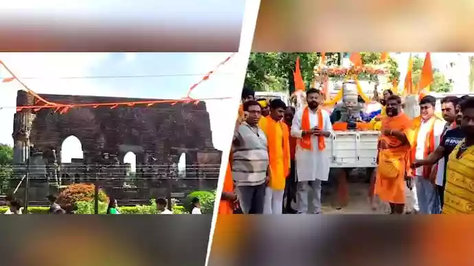 Devotees install massive Shivling near historic Adina Mosque in Malda